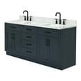 thumbnail image 6 of Ariel Hepburn 73 In. Double Rectangle Sink Vanity With 0.75 In. Carrara White Countertop In Midnight Blue, 6 of 9