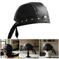 thumbnail image 2 of Hukai Hip Hop Dark Durag Doo Rag Skull Hat Durag Pirate Hat for Street Strolling PU Photo Props Grunge Photo, 2 of 7