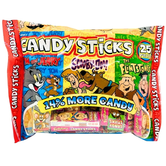 Character Candy Sticks 25 Pieces Individually Wrapped for Party Favors Halloween Trick or Treats Christmas Holiday Thanksgiving Stocking Stuffers Birthday Goodie Bag Fillers Gift Supplies - 1 count