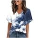 thumbnail image 1 of TaTaai Women's Lightweight V-Neck Top Short Sleeve Ruffle Printed Loose Fit Breathable Summer Chic Blouse Daily Office Beach Gift, 1 of 7
