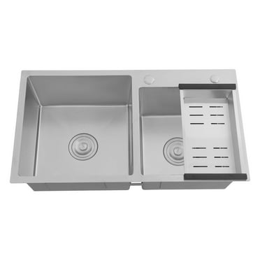 30" Double Bowl Drop In Kitchen Sink Stainless Steel Utility Sink with Drain Basket & Drainage Filters