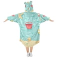 thumbnail image 2 of FORMRS Wearable Blanket Hoodie with Sleeves for Kids Cozy Flannel Sweatshirt, Blue Beach Pattern, 2 of 7