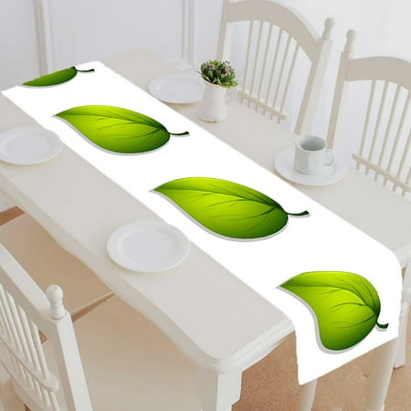 

PKQWTM Leaf On White Cotton and Linen Table Runner Kitchen Dining Room Supplies Size 14x72 Inch