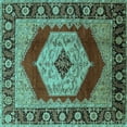 thumbnail image 1 of Ahgly Company Machine Washable Indoor Square Persian Turquoise Blue Traditional Area Rugs, 8' Square, 1 of 4