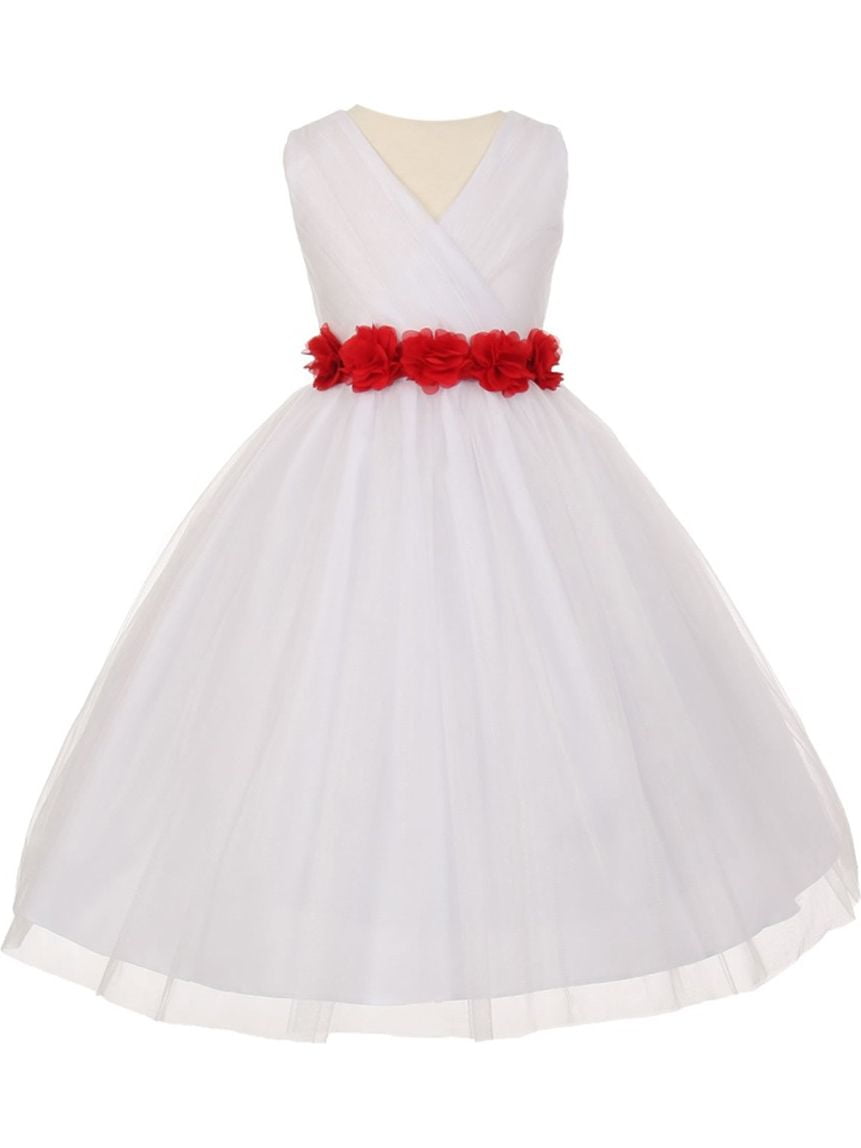 white chiffon flower girl dress