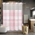 thumbnail image 6 of No Hook Shower Curtain and Liner Set, Pink Buffalo Plaid Washable Fabric Shower Curtains for Bathroom, Bathtub, Farmhouse Modern Checkered Waterproof Bathroom Curtains 60W x 72H, 6 of 9