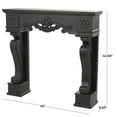 thumbnail image 3 of DecMode 45" x 43" Wood Black Freestanding Scroll Surround Fireplace Mantle with Floral Accents, 3 of 14