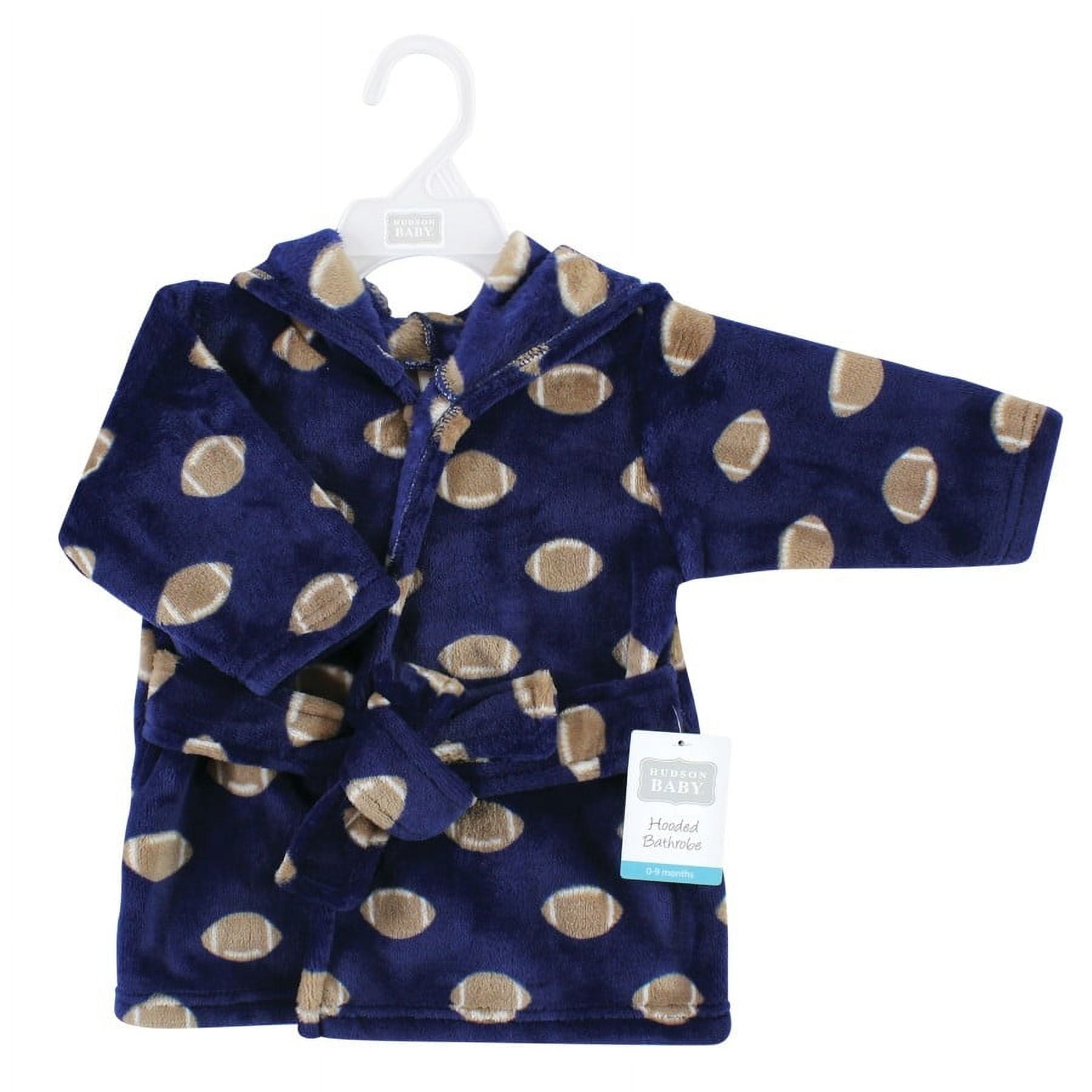 Hudson Baby Infant Boy Plush Animal Face Bathrobe, Football, 0-9 Months