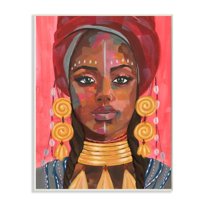 Stupell Industries African Female Portrait with Golden Jewelry Design by Annie Warren