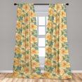 thumbnail image 4 of Ambesonne Summer Curtains, Flora Yellow Roses Pattern, Pair of 28"x95", Pastel Brown and Pale Teal, 4 of 5