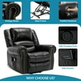 thumbnail image 7 of Electric Power Lift Recliner Chair with Massage and Heat for Elderly, 2 Remote Controls, 2 Side Pockets, and USB Ports, Faux Leather (Black), 7 of 7