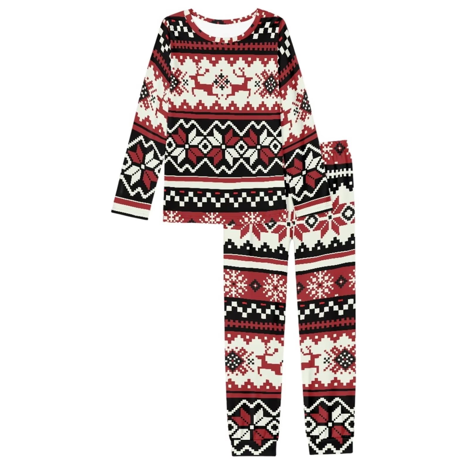 Renewold Matching Christmas Family Pajamas Aztec Southwest Snowflake Sleepwear Tops for Men Size 3XL Thermal Crew Neck Pullover Sweatshirt & Sweatpants Set of 2