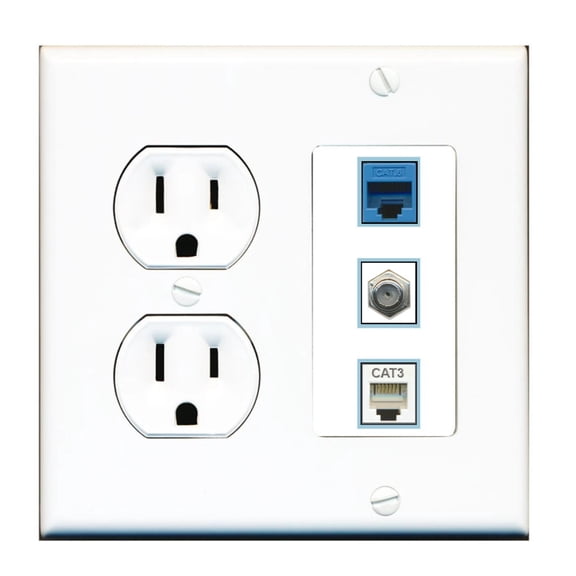Ultra Spec Cables 3 Port Custom Keystone Wall Plate w/Round Power Outlet