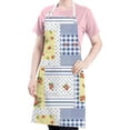 thumbnail image 5 of Pioneer Flower Floral Print Pattern Apron-Garden Aprons for Women with Pockets-Cotton Linen Waterproof Kitchen Cooking Gardening Aprons Adjustable for Kitchen,Cooking,BBQ and Salon 33x27 Inch, 5 of 7