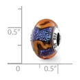 thumbnail image 2 of Sterling Silver Reflections Blue With Orange Swirls Glass Bead Charm - Measures 12.73x9.09mm Wide, 2 of 2