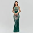 thumbnail image 6 of Sleeveless O-neck Evening Party Dress Shinning Sequins Mermaid Prom Gowns Elegant Slim Robe De Soriee Women Full Dress, 6 of 8