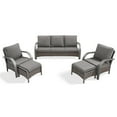 thumbnail image 2 of OPOHORO 5-Piece Outdoor Conversation Sets with Sofa, Lounge Chairs and Ottomans, PE Wicker Deep Seating, 2 of 11
