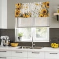 thumbnail image 4 of 2 Pack Farmhouse Sunflower Valances for Windows Bedroom Living Room Window Treatments, Vintage Daisy Butterflies Rustic Burlap Rod Pocket Valance Drapes Short Kitchen Curtains Over Sink 60"x18", 4 of 8