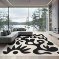 thumbnail image 2 of ODIKA 8'x10' Washable Area Rug Non-Slip Chair-Friendly Mat Black White Abstract Artistic Design Contemporary Fluid Shapes with Star Motifs for Dining Room, Large Office, Lounge, 2 of 7
