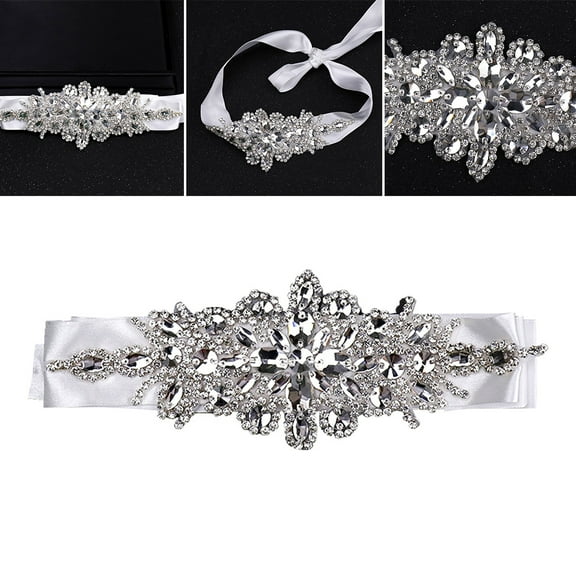 Hemoton 115cm Handmade Sequin Belt for Women Wedding Dress Waistband White Clothes Accessory