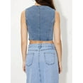 thumbnail image 4 of Women'S Denim Vest Sleeveless V Neck Jean Vest Top Button Down Crop Waistcoat Vest Medium Blue L, 4 of 9