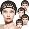 thumbnail image 1 of CACASO Gorros de Malla de Rayón para el Cabello para Mujer - 5 Piezas de Gorros Gruesos de Ganchillo para Dormir Accesorios Suaves para el Cabello con Adorno de Cubierta (Negro), 1 of 5