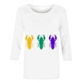 thumbnail image 4 of Cavosen Carnival Day 3/4 Sleeve Blouses for Women Festival Mardi Gras Crewneck Blouse Animal Graphic Print Shirts Holiday Novelty Tops Loose Athletic T-Shirts Party Shrove Tuesday S, 4 of 5