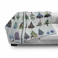 thumbnail image 3 of Christmas Soft Flannel Fleece Throw Blanket, Watercolor Christmas Theme Fir Trees Abstract Silhouettes Illustration, Cozy Plush for Indoor and Outdoor Use, 50" x 60", Multicolor, by Ambesonne, 3 of 6
