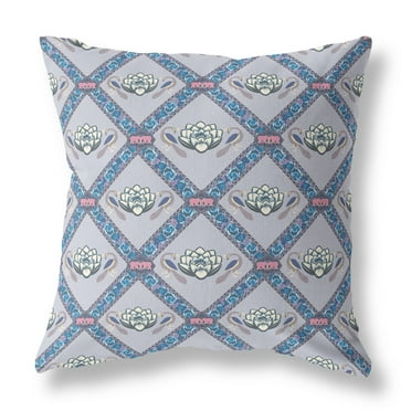 Amrita Sen Designs Amrita Sen Lotus Peacock Rose Faux Suede Throw Pillow Zip 16" x 16"