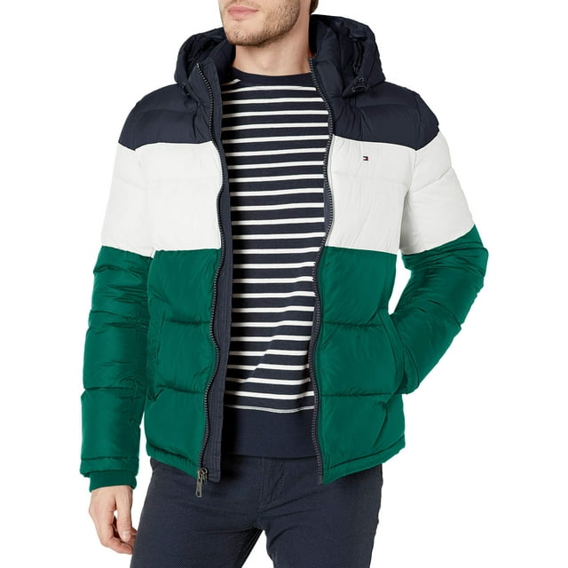 Chaqueta Tommy Hilfiger para hombre, clásica, con capucha, acolchada, color verde S