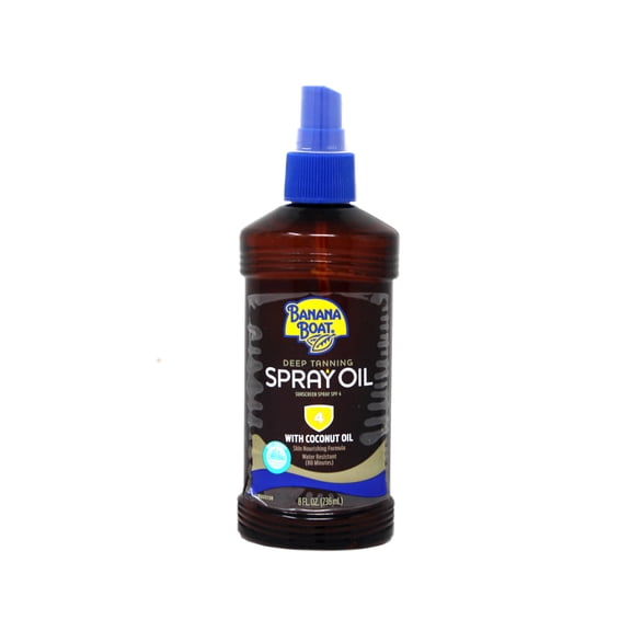 7 Pack Banana Boat Deep Tanning Oil Spray, With Sunscreen SPF 4, 8 Oz Each