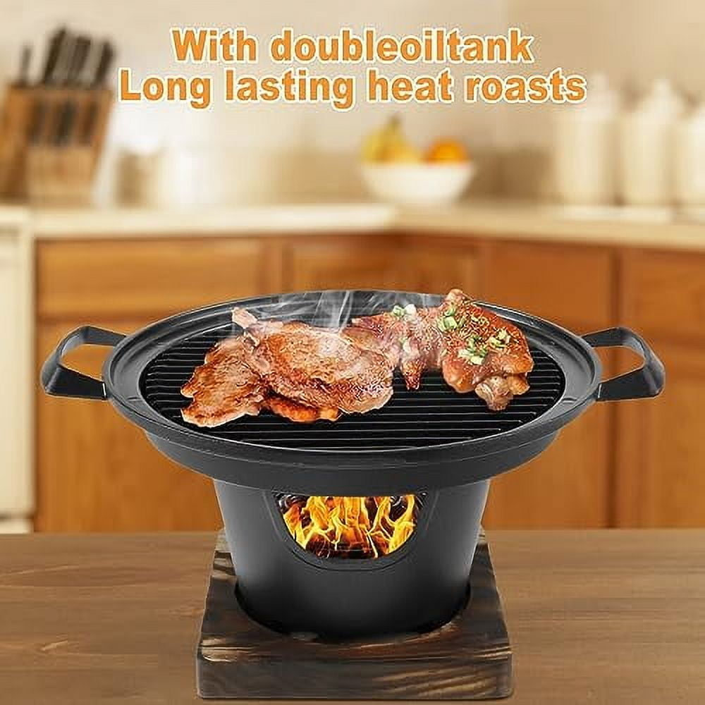 Pilipane Portable BBQ Grill, Portable Charcoal Grill, Household Mini Smokeless Barbecue Grill Charcoal Stove BBQ Accessories Korean BBQ Grill Pan for Home 10 2x8 3x4 9in