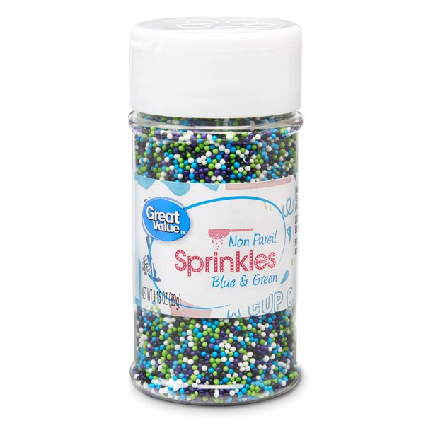 Great Value Non Pareil Sprinkles, Blue & Green, 3.15 oz