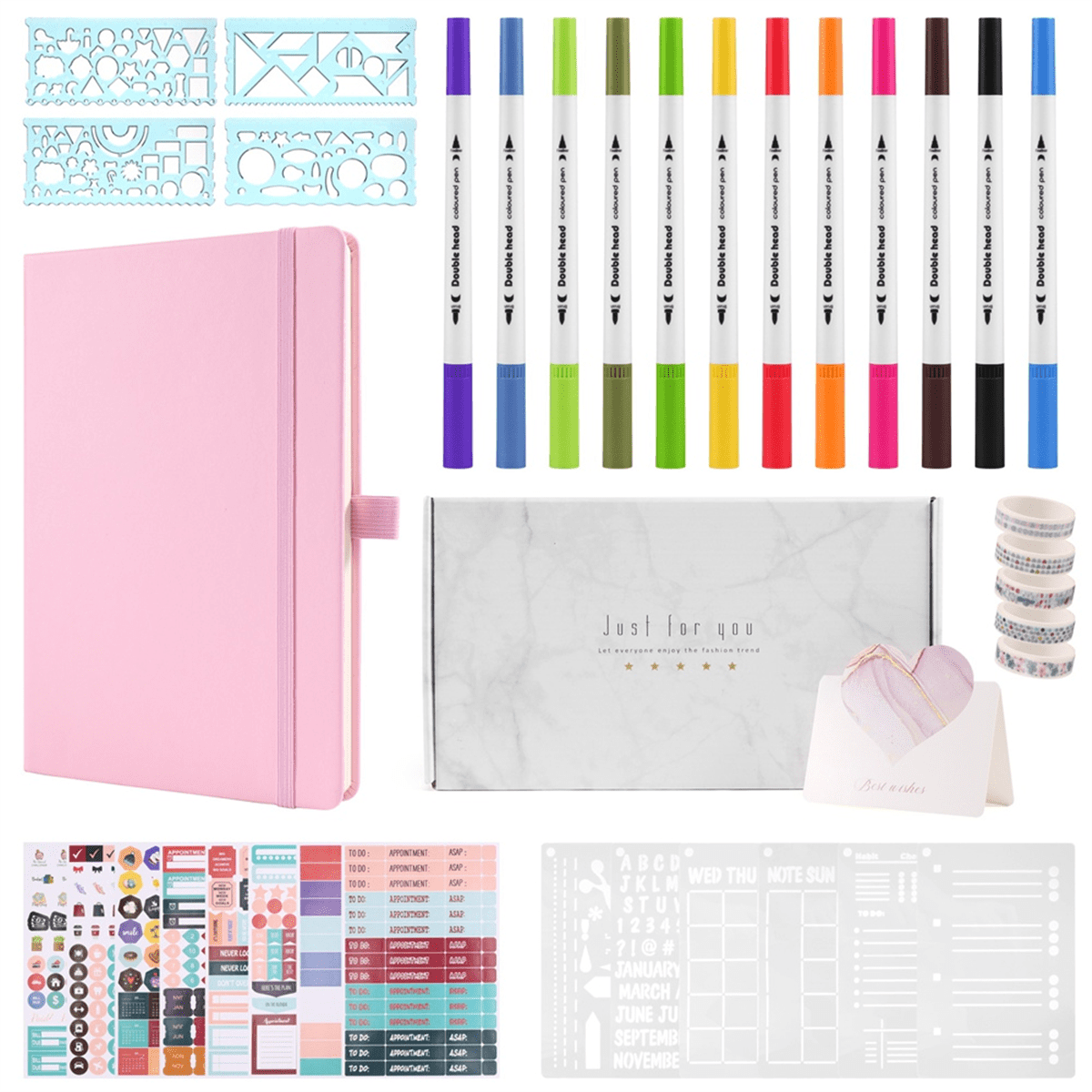 A5 Hardcover Dotted Journal Notebook with 184 Numbered Pages,Dotted Journaling Kit for Beginner Green