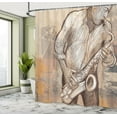 thumbnail image 5 of Ambesonne Music Shower Curtain, Jazz Musician on Street, 69"Wx75"L, Brown Ecru, 5 of 5