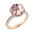 thumbnail image 2 of Natural peach/pink 3.50 CT VS Morganite Ring with Diamonds Rose Gold 14K Flower Vintage Halo, 2 of 5