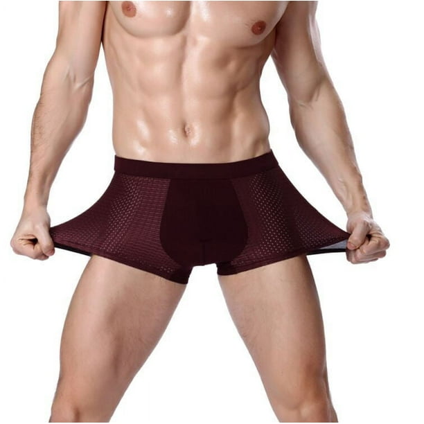 Ropa interior masculina con agujeros transpirables convexos en forma de U de malla, ropa interior masculina de ángulo plano, ropa interior masculina de verano