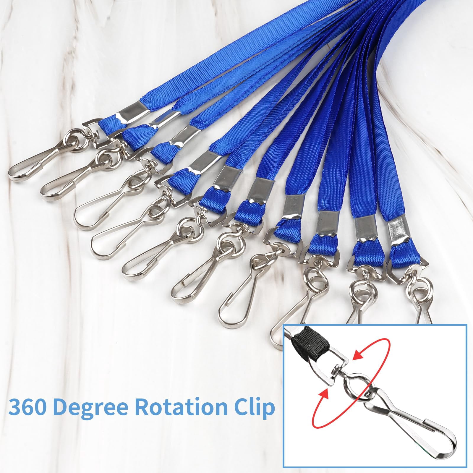 50/100 Pack Lanyards Bulk, Lanyards for Keys, Flat Neck Lanyard with Badge Clip Swivel Hook(Black, Blue, Navy Blue)