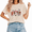 1-apricot, variant on Cozymy BOO Ghost Pumpkin Collage Retro Casual Tee for Women Crewneck Short Sleeve Washed Halloween Shirt