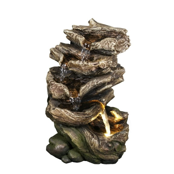 Hi-Line Gifts 10.75" LED Light Multi Level Logs Outdoor Garden Fountain