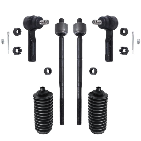 Detroit Axle - Front 6pc Suspension Kit for 95-06 Nissan Sentra, 95-98 200SX, 4 Tie Rod Ends 2 Boots 1995 1996 1997 1998 1999 2000 2001 2002 2003 2004 2005 2006 Replacement