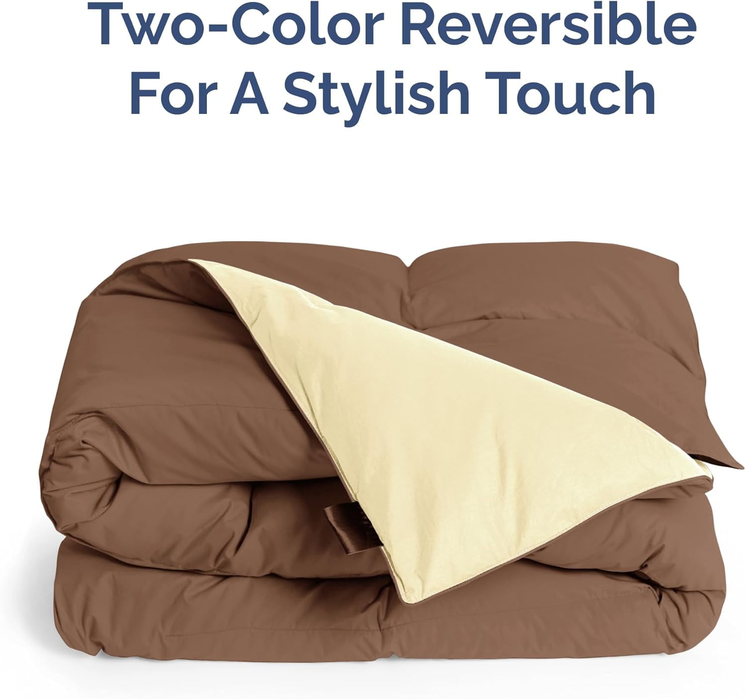CGK Linens Premium Reversible Down Alternative Comforter - Queen Size All-Season Fluffy & Cozy Duvet Insert, Brown/Beige