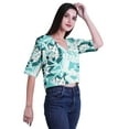 thumbnail image 4 of Moomaya Womens Printed Cotton V-neck Crop Top Elbow Sleeve Summer Clothing Boho Blouse, 4 of 7