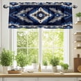 thumbnail image 2 of Abstract Ethnic Style Pattern Valances for Windows, 42 x 12in, Retro Blue White Weaving Art Rod Pocket Kitchen Valance Curtain Light Filtering Window Treatments for Living Room Bedroom, 1 Panel, 2 of 7