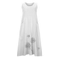 thumbnail image 4 of CHOK Robe en Lin Sans Manches Grande Taille pour Femmes Été Col Fluide Robe Longue de Plage Poches Robe Maxi Décontractée (3TG Bleu Ciel), 4 of 7