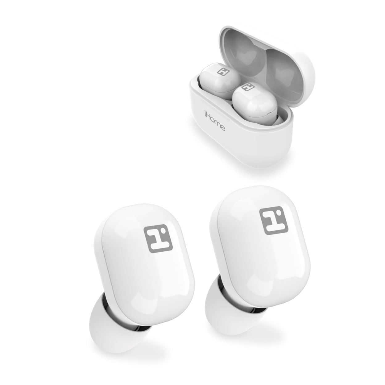 iHome XT-10 Truly Wireless Earbuds, White.