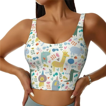 Matuu Cartoon Animals for Women s Sports Bra - Soft  Comfortable and Breathable Sports Vest for Yoga  Fitness  and Dance-XX-Large