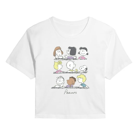 Peanuts - Snoopy And Friends - Juniors Cropped Graphic T-Shirt