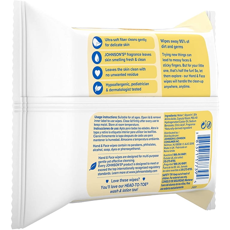 Johnson & Johnson Hand and Face Baby Wipes, 50 Count photo 4