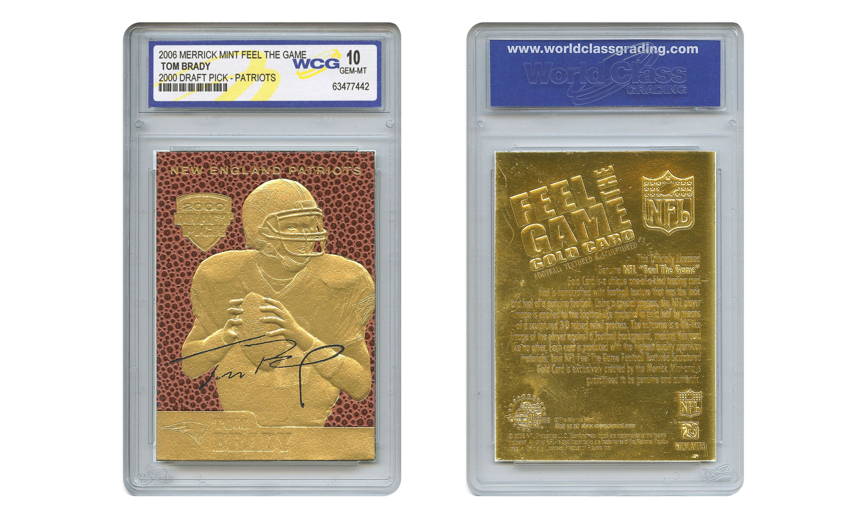 Legende Tom Brady 2005 Signiert Wcg Gem-Mint 10 23KT Gold Karte Patriots